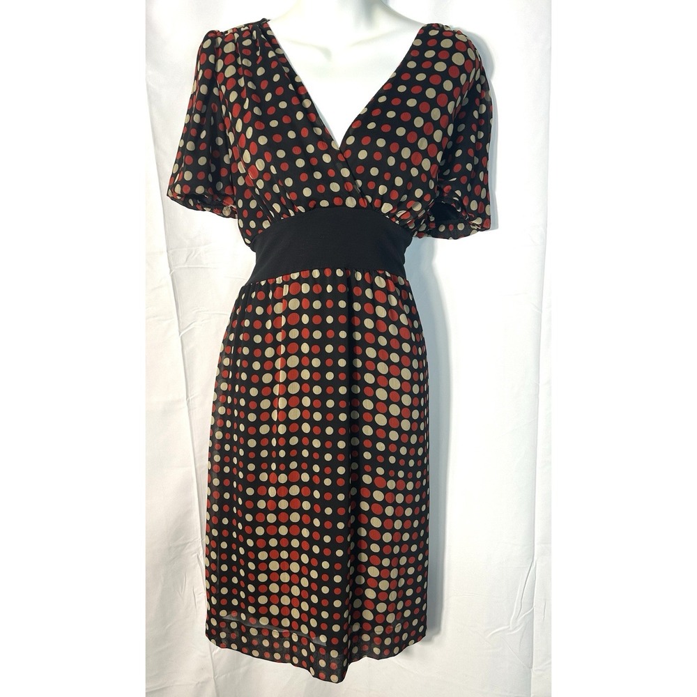 Vintage Cato Y2K Babydoll Polka Dot Dress Size 12 Brown Fairy Grunge Whimsigoth‎